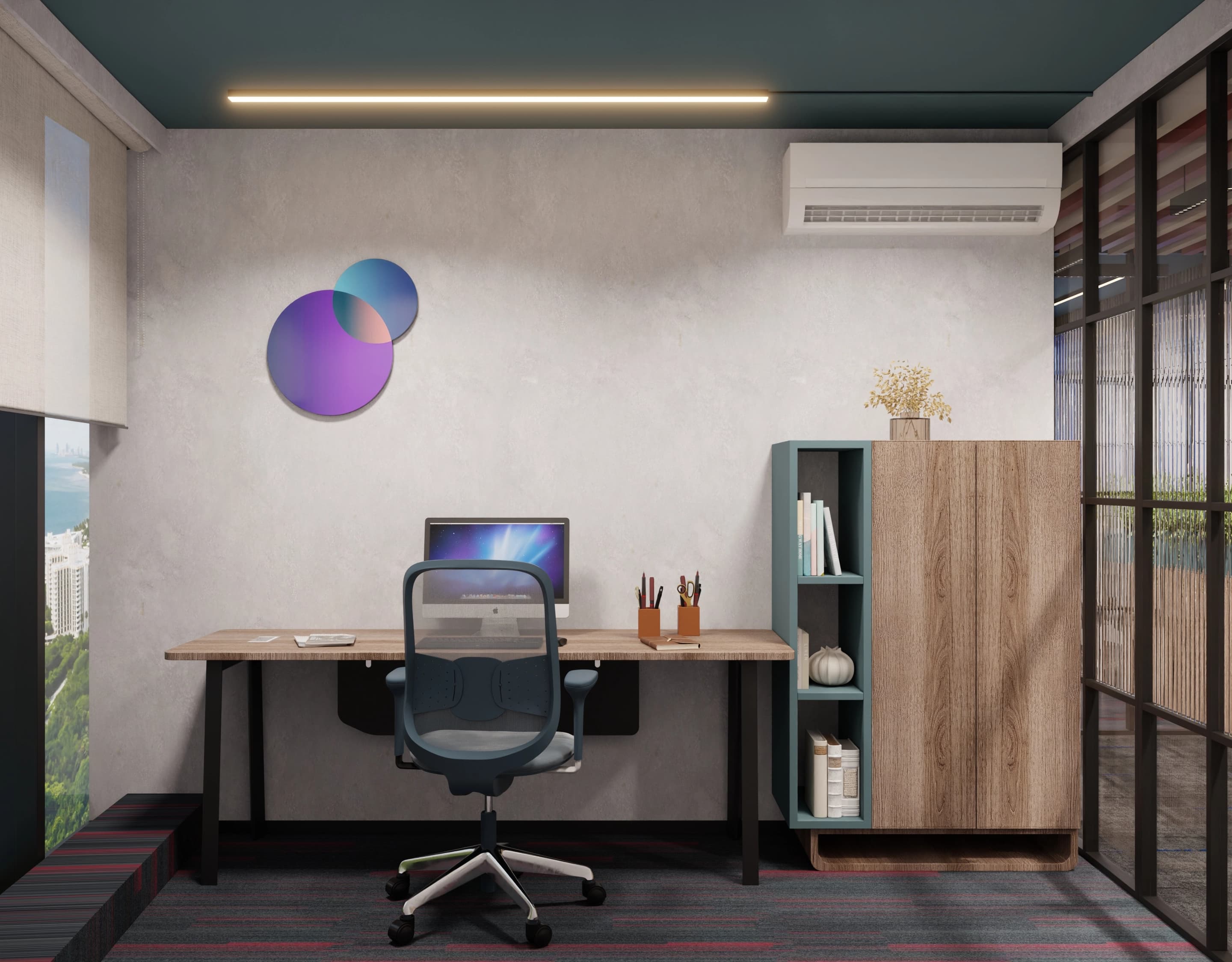 Commercial cabin 3D visualization prepared for presentation, wide view