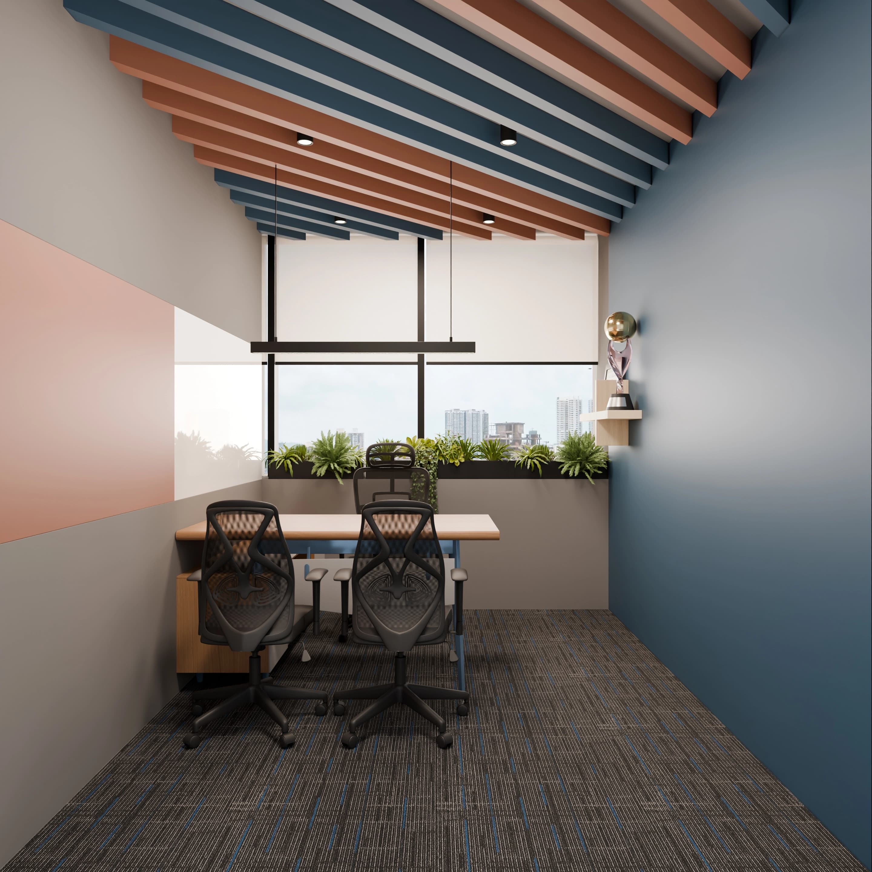 Rendered commercial cabin view for design review and client approval, spatial planning view